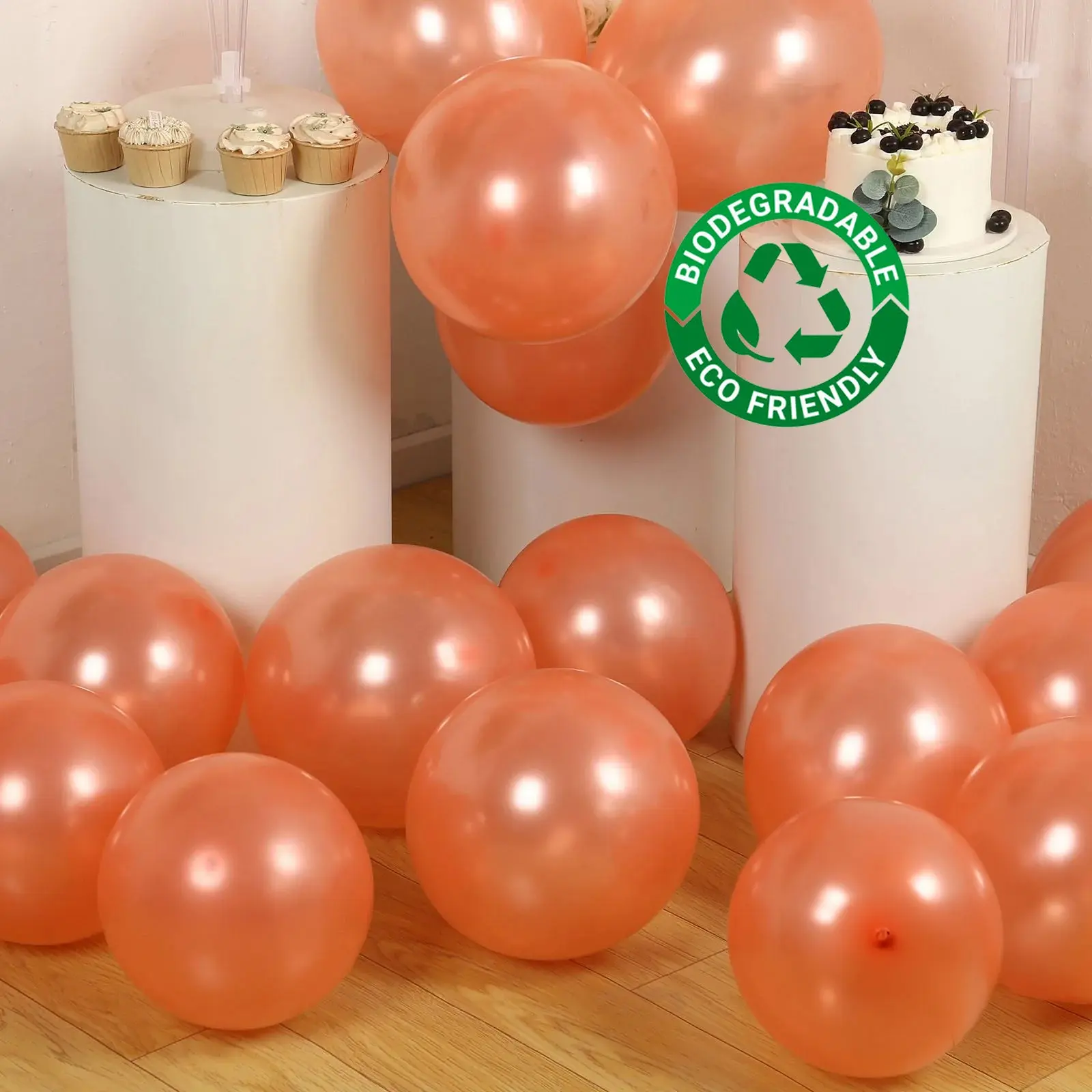 12" Rose Gold Biodegradable Latex Balloons, 50-Pack Thickened Extra-Strong Eco-Friendly Helium Balloons for Party Decorations, Photo Booth Props, Hanging Decor, Ceiling Decor, Balloon Arch Decoration
