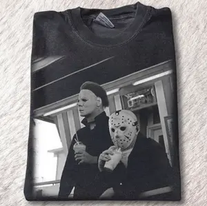 JASON & Michael Myers T-SHIRT, Funny Halloween Shirt, Unisex T-Shirt, Y2K 90s Graphic Shirt, gift for her, him, Womenswear Top, Halloween Shirt