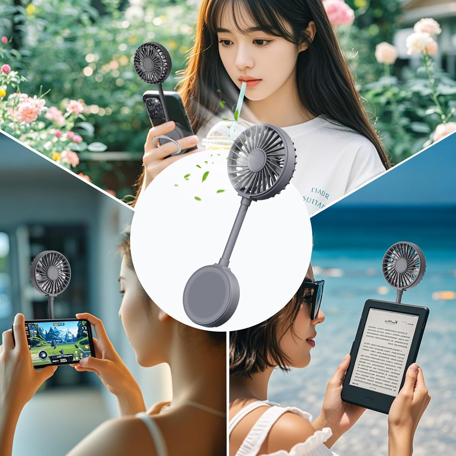 Magnetic Portable Phone Fan, 3 Speed Adjustments, with 2-in-1 Finger Ring for Support and Hanging, USB Mini Handheld Rechargeable Fan for iPhone 16/15/14/13/12Pro Max Series