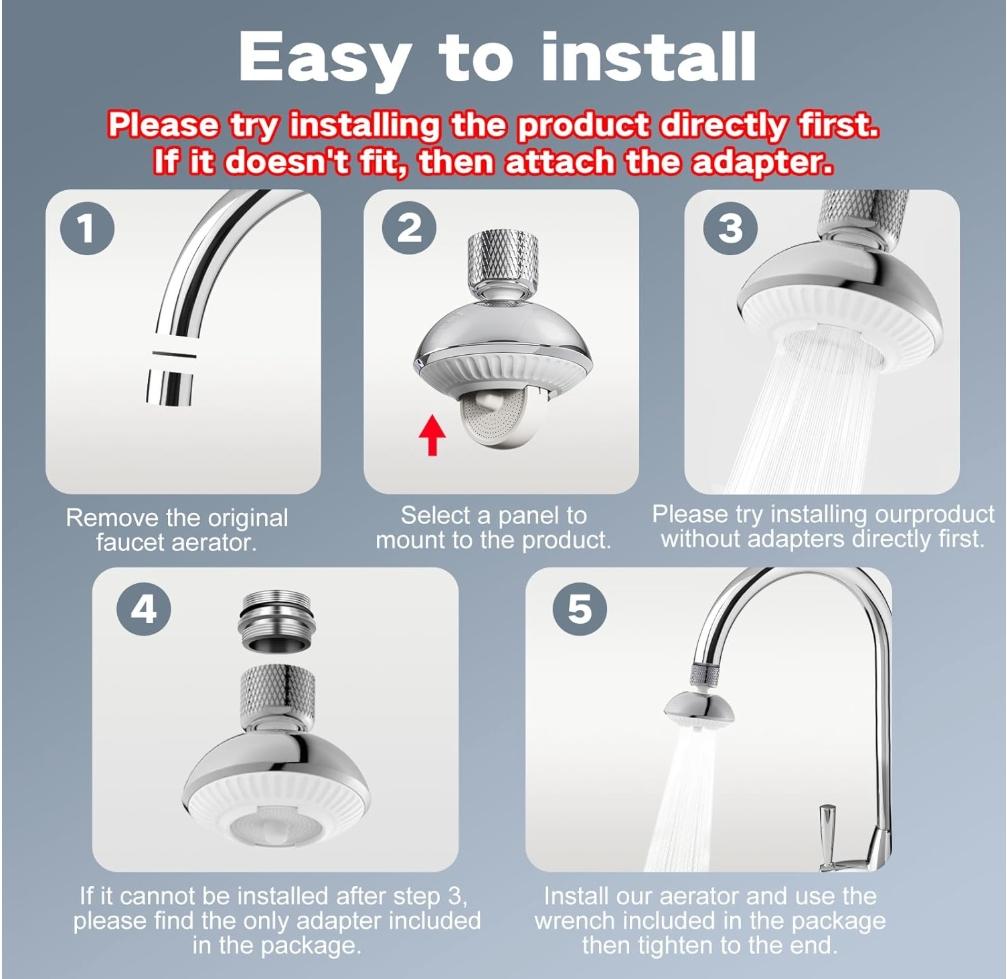 【CleanFlow Studio】Modern Faucet Aerator | 360° Seamless Pivot | Silent Aerated Flow | 1-Step Snap Installation | Universal Sink Compatibility