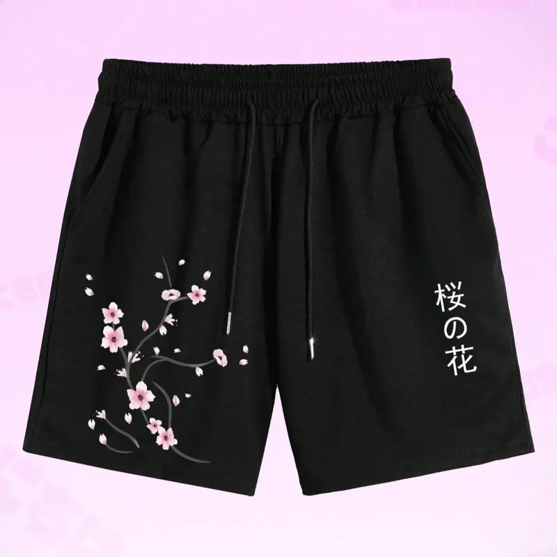 Men's Floral Graphic Print Drawstring Elastic Waist Shorts, Regular Fit Casual Pocket Bottoms, Summer Clothes, Men's Clothes for Daily Wear, Fitted, Fabric