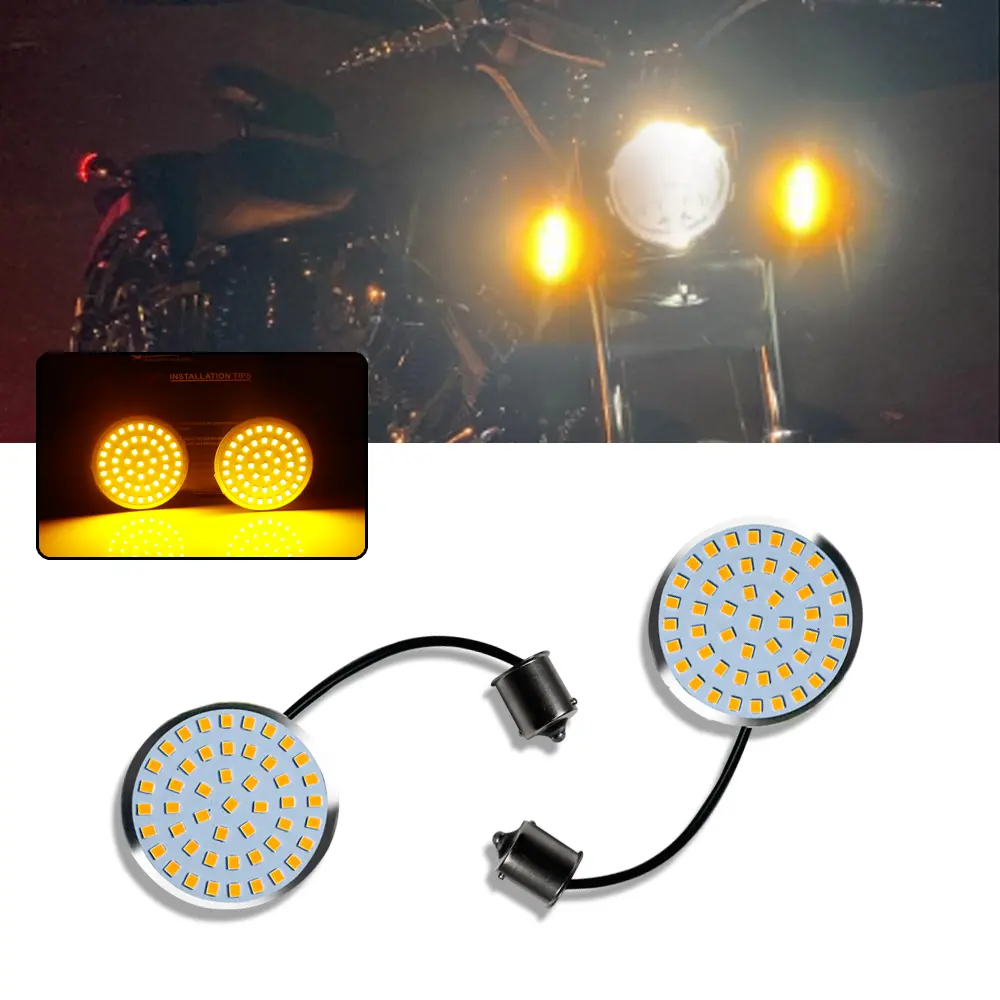 2pcs 1156 Bullet Amber LED Light Front Turn Signal Bulbs For Harley Softail Dyna Motorcycles