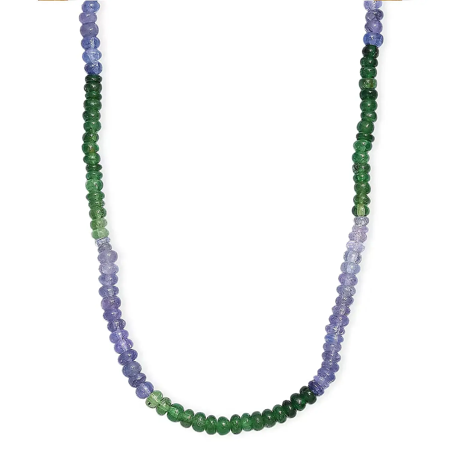 D'Joy Premium Tanzanite and Tsavorite Garnet 40.00 ctw Beaded Necklace in 18K Vermeil Yellow Gold Over Sterling Silver 18-20 Inches