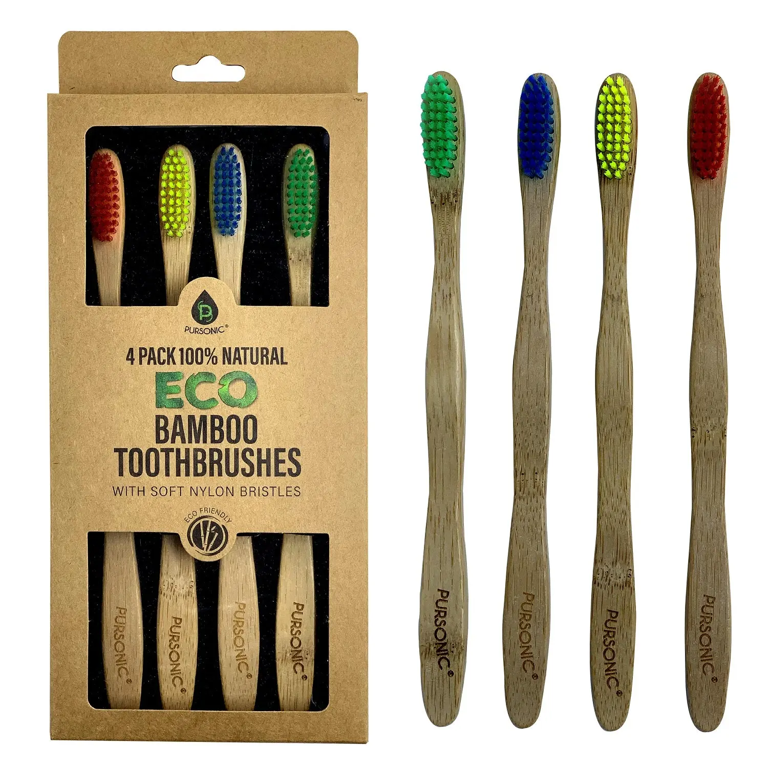 100% Natural Eco Bamboo Toothbrushes (4 pack) 100% Natural Eco Bamboo Toothbrushes (4 pack)