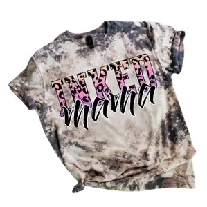 Inked Mama Sublimation Bleached Tee with Unique Tattoo Design Vintage Aesthetic Comfortable & Durable Ideal for Moms Who Love Ink