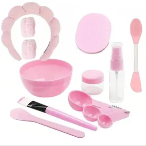 Mask Mixing DIY Tool Set, 13-Piece Kit Includes Stirring Bowl, Brush, Scraper, Spray Bottle, Velvet Headband, Facial Care Tools & Cleansing Towels