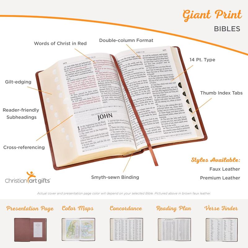 KJV Holy Bible, Giant Print Full-Size Faux Leather with Ribbon Marker, King James Version, Pink Imitation Leather Study Book
