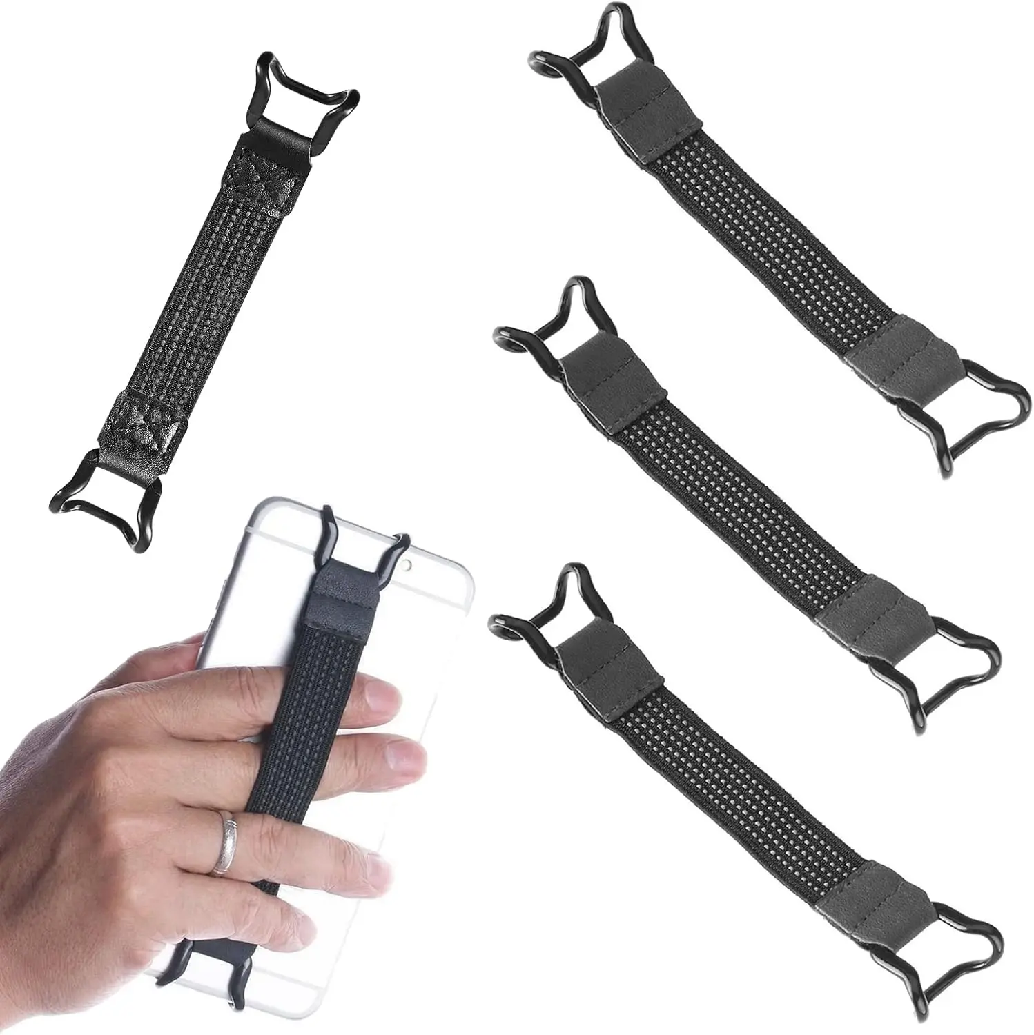 3-Pack Universal Phone Hand Strap Holder: Elastic Grip Bands for Drop Prevention – Compatible with iPhone 13/12/11/XR/XS Max, Kindle, and 5.2''-7.5'' Smartphones