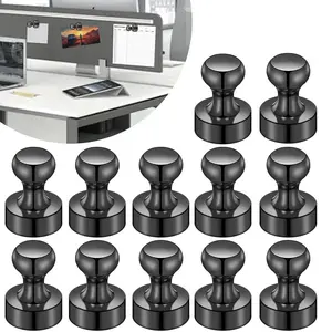 Fridge Magnets 12Pcs Refrigerator Whiteboard Small Strong Magnet Classroom Kitchen Accessories Decorative Locker Set Decor Must Haves Office Calendar Refrigerador Magnetic Cute Crafts Black
