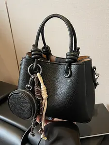 Practical niche lychee pattern handbag messenger bag, handle knot design coin set bag, mini handbag messenger bag, Fashionable Handbag, daily versatile multi-color optional, Daily Commuting Bags, suitable for office workers commuting, shopping, etc.
