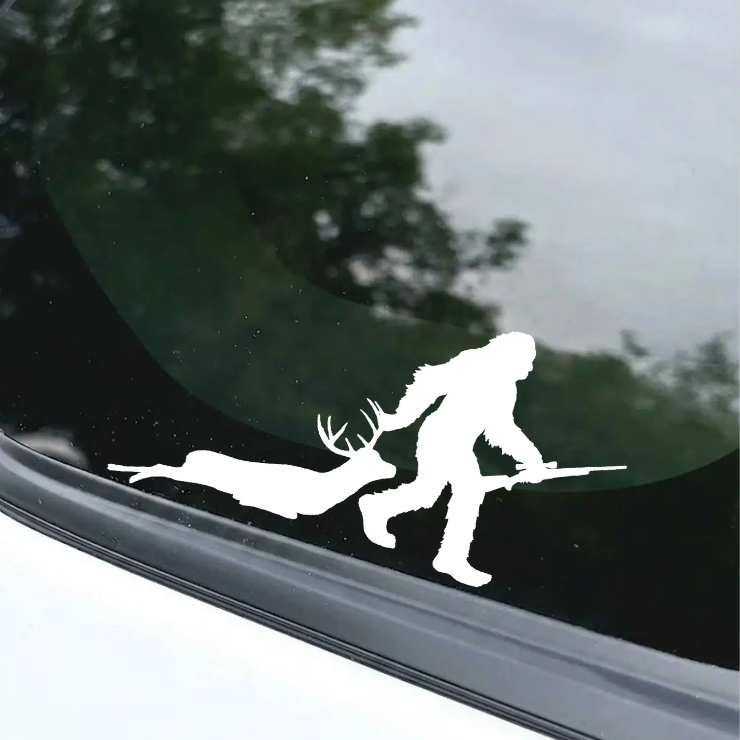 Deer Hunter Sasquatch Vinyl Sticker, Waterproof Hunting Decal for Car Window, Truck, Laptop, Tumbler Outdoor Gift