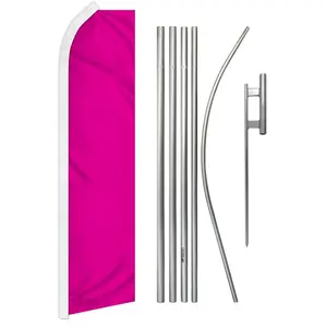 Magenta Solid Polyester Banner & Aluminium-Steel Wind-Resistant Flag Pole Kit, Festive & Party Home Supplies Backdrop Flag