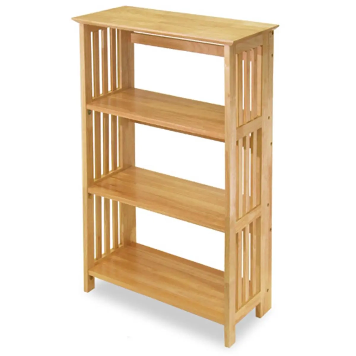 212 MAIN 4-Tiered Folding Solid Beechwood Shelf, Natural Home Organizer Storage Rack, Four-Tiered