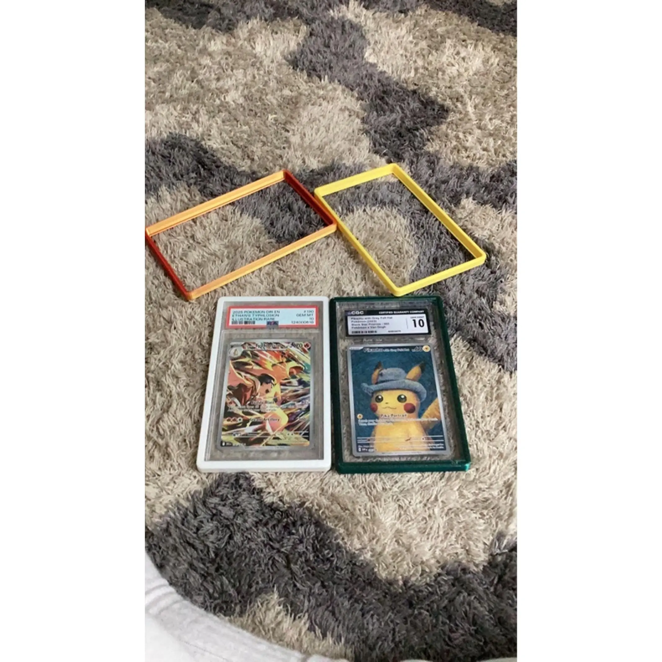 Pokemon Trading Card Game graded card bumpers - 16 Pikachu Card in Various Colors including White, Black, Green, Dark Blue, Purple, Red, Orange, Light Green, Light Pink, Dark Pink, Brown, Grey, Cyan