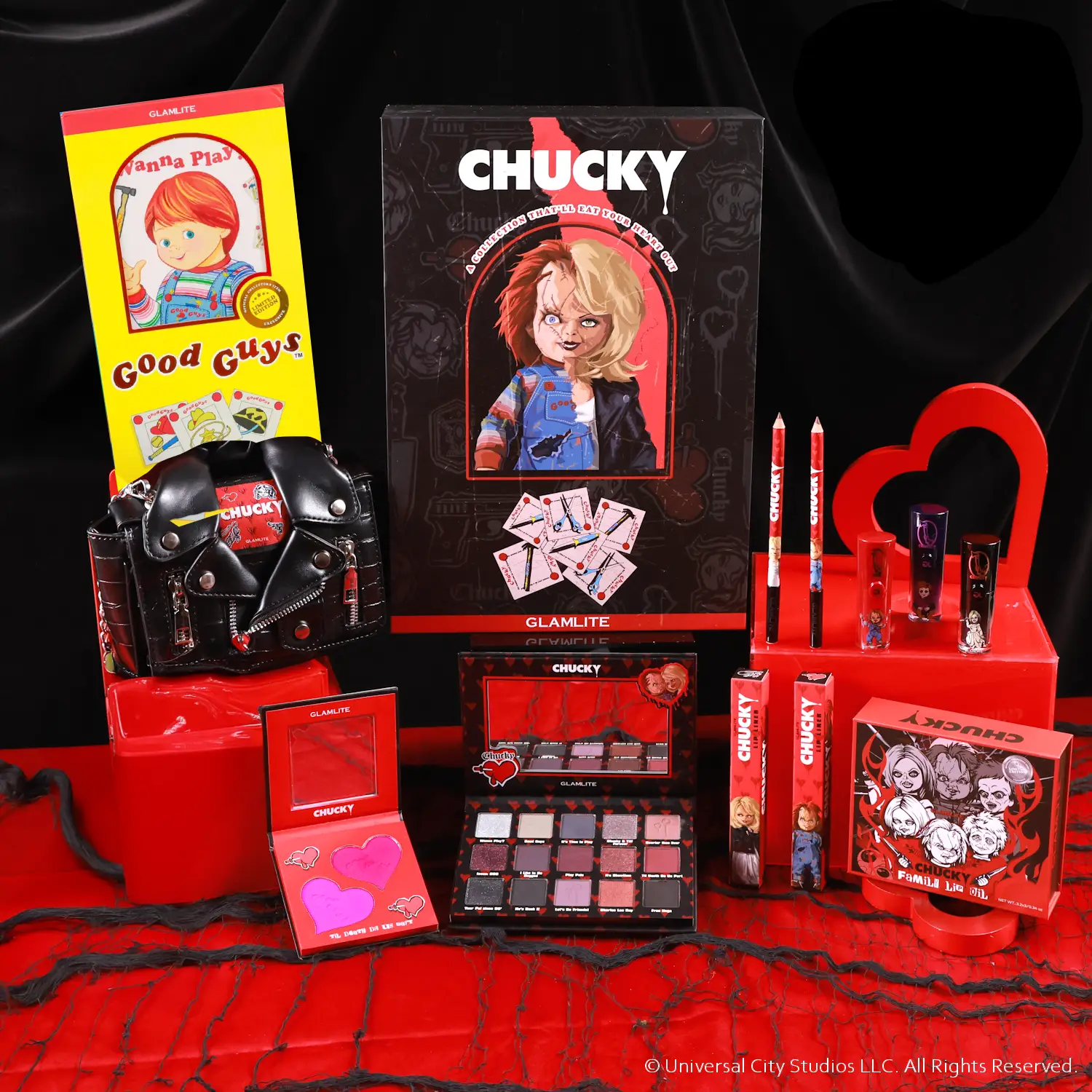 Chucky 7-Piece Makeup Set WITH TIFF BAG & Good Guys Mirror