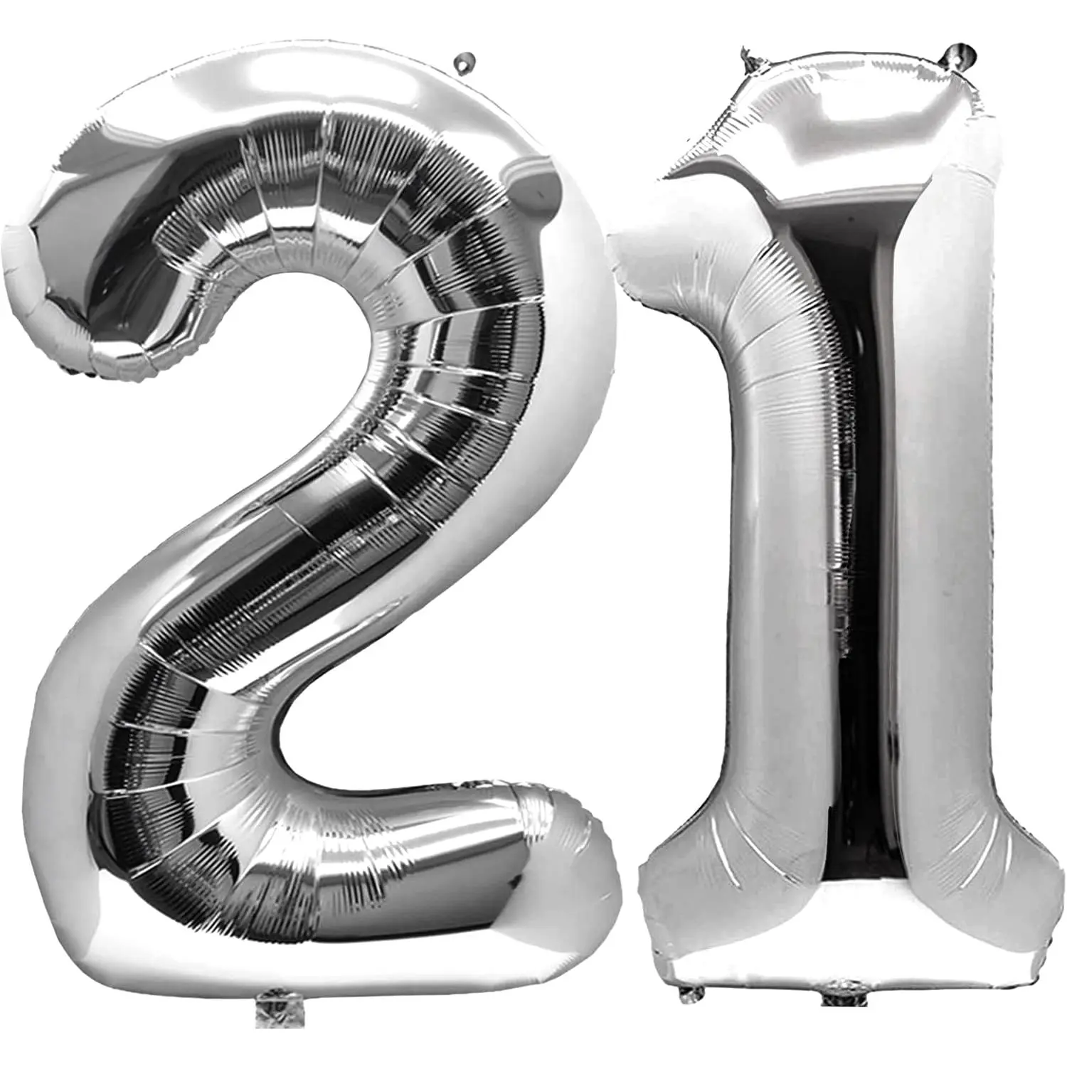 Silver 21 Number Balloons Big Giant Jumbo Large Number 21 Foil Mylar Balloons for Girl Women Men 21st Birthday Party Supplies 21 Anniversary Events Decorations-40 inch