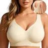 SOFT INTENTION Lightly Lined Fixed Cup Jelly Bra - Breathable Seamless Wireless Full Coverage T shirt Bra Plus Size Friendly