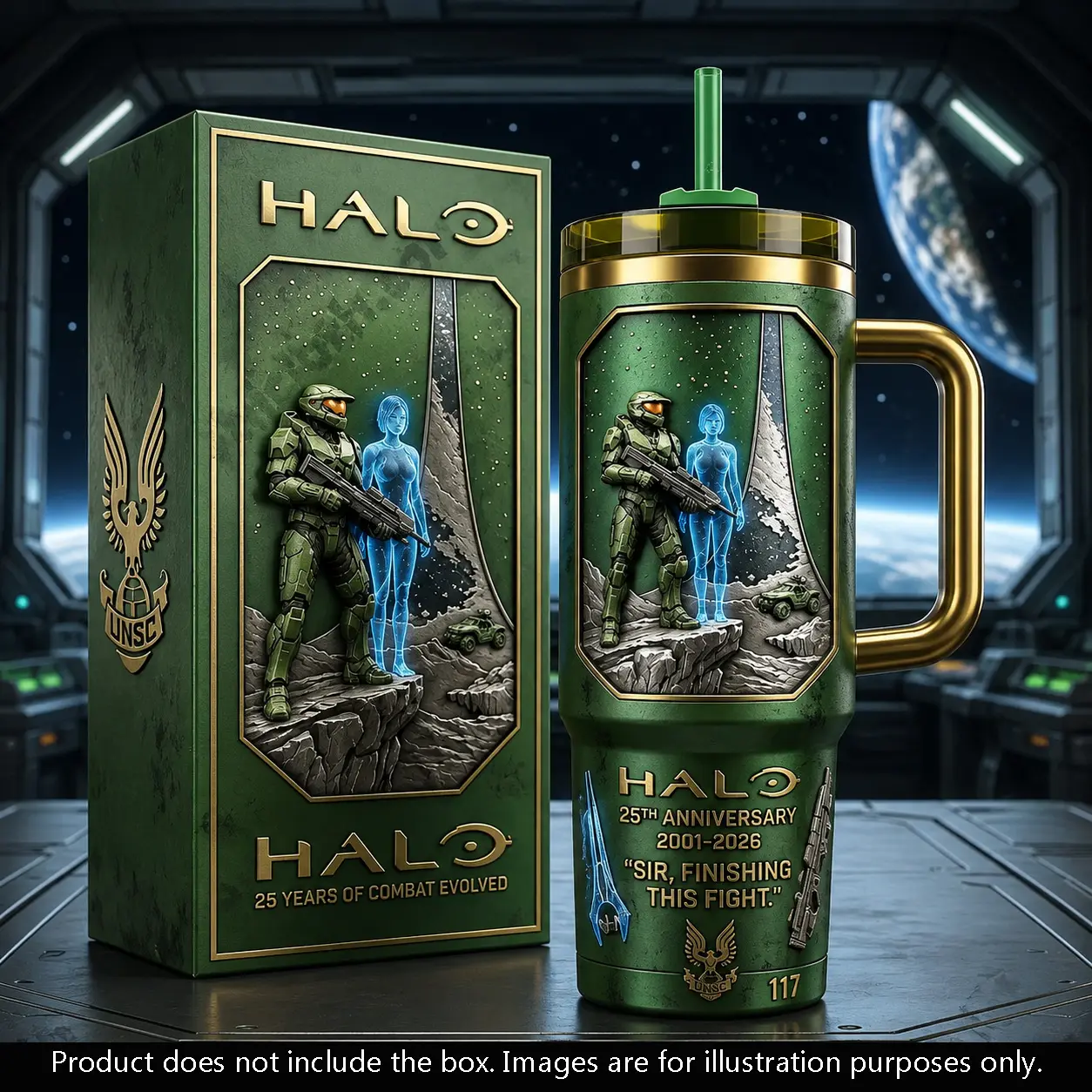 Halo 25th Anniversary 2001-2026 Tumbler 40oz, Stainless Steel Insulated Travel Mug With Handle, Gaming Fan Gift