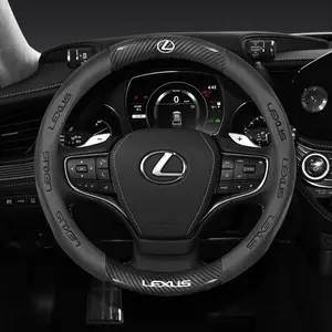 Lexus Car Suede Leather Carbon Fiber Steering Wheel Cover, Compatible with Es200 Es260 Es300 Rx300 Ls500h Gs300 Is250 Is300 Ct200h Lx570gx Nx Ux