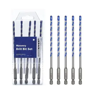 5 Pack 3/16 inch Concrete Drill Bit Set,Masonry Drill Bit Set with Hex Shank,Carbide Tip Drill Bits for Concrete, Tile,Brick, Plastic, Cement (3/16"(5 Pcs))
