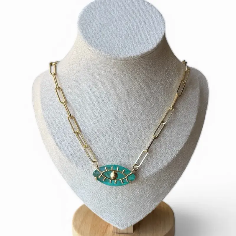 Eye stone Neckalce, gold plated Eye stone Neckalce, gold plated