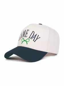 Unisex Game Day Bow Baseball Cap, Adjustable Sun Protection Casual Hat, Outdoor Travel Beach Party, Spring Fall Fitted Design