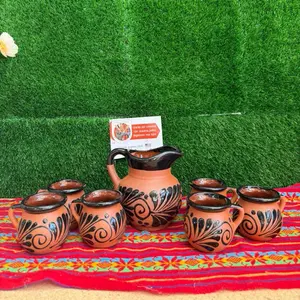 Engove Milk Jug Relieve color Terracota Negro Set. (Cielito Lindo).