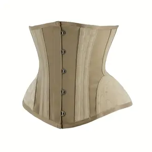 Court Jacquard Curved Hip-Shaping Hourglass Bodysuit with Steel Buckle, Tummy Control Corset, Vintage Waist Cincher