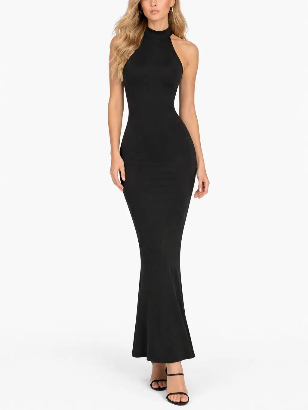 Women's Halter Backless Bodycon Garment party dress- Lady's Basic Solid Casual black dress , Adjustable Straps, Elegant Style for Date Night, Formal Cocktail Maxi Vestidos Womenswear graduation dress, women dresses for summer