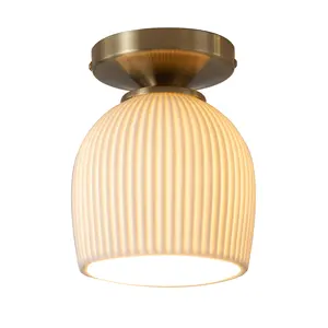 Petaluma Bone Porcelain Semi-Flush Mount Ceiling Light - Weathered Brass