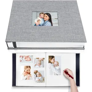 Large Self-Adhesive Photo Album with Picture Display Window, 40-Page Linen Cover DIY Scrapbook for 4x6, 8x10 Pictures, Includes Scraper and Metallic Pen (Sports & Outdoor Trophies/Medals Memory Book)