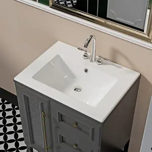 Huntington Beach 24 in. Bathroom Sink in White Ceramic Rectangular Drop-In with Overflow and 4 in. Faucet Holes