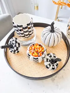 Large Round Black Rattan Tray