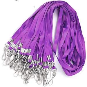 Bulk Purple Lanyards for Id Badges Nylon  Flat Lanyard for ID Name Badge Holder/Name Tag