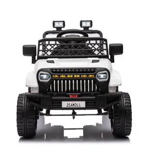 GARVEE 12V Electric Ride On Car for Toddlers with Remote Control, 4-Wheel Suspension, Battery Display, LED Lights, and Music - Battery Powered Truck Car Toy in White