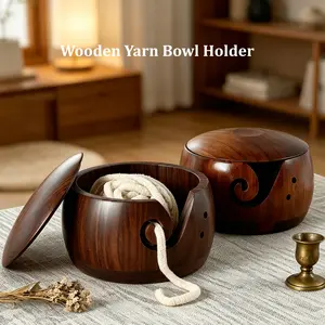 Wooden Yarn Bowl Holder for Craft Knitting, suitable for Knitters & Crocheters