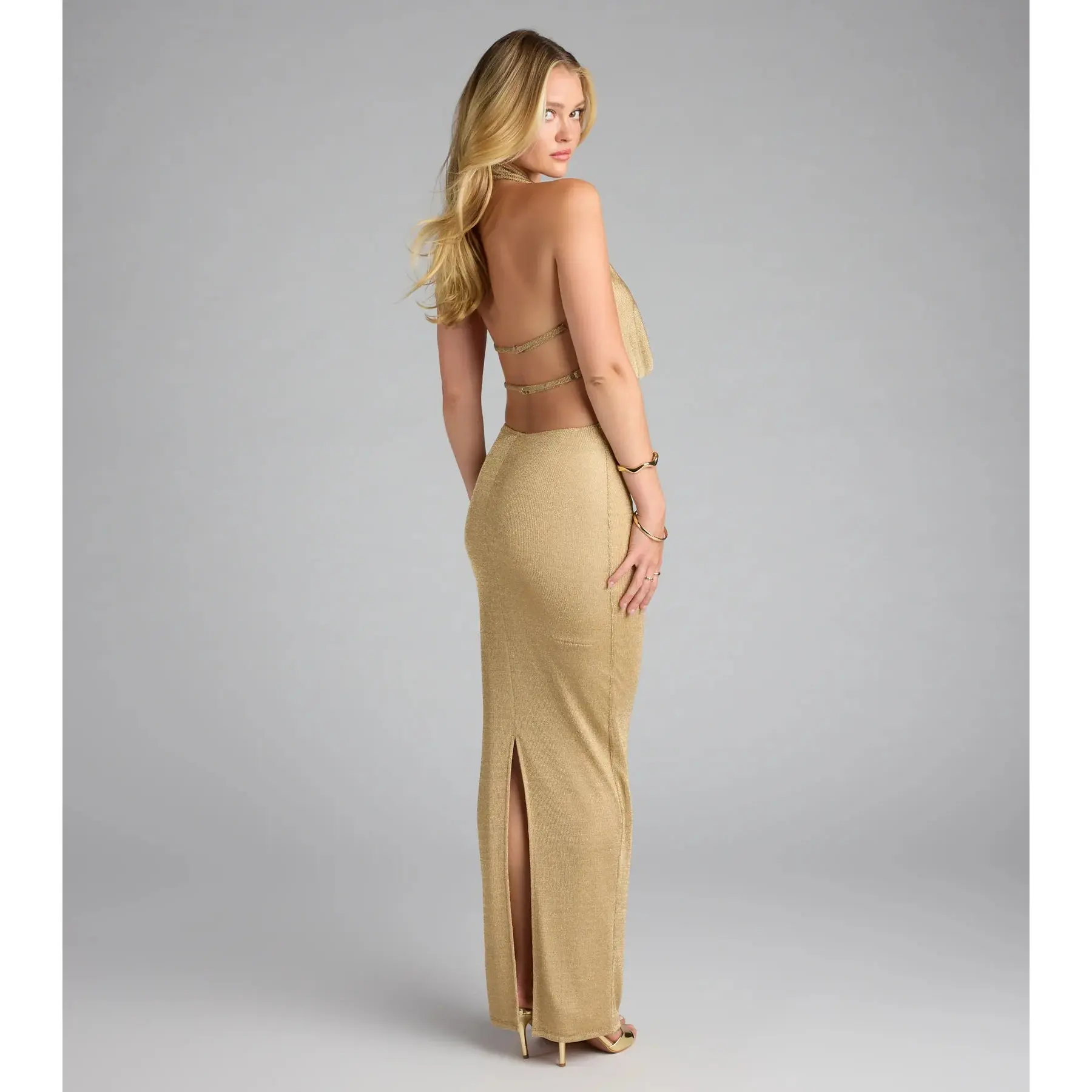 Glow Goddess Strappy Back Metallic Knit Maxi Dress - TikTok Shop Glow Goddess Strappy Back Metallic Knit Maxi Dress - TikTok Shop