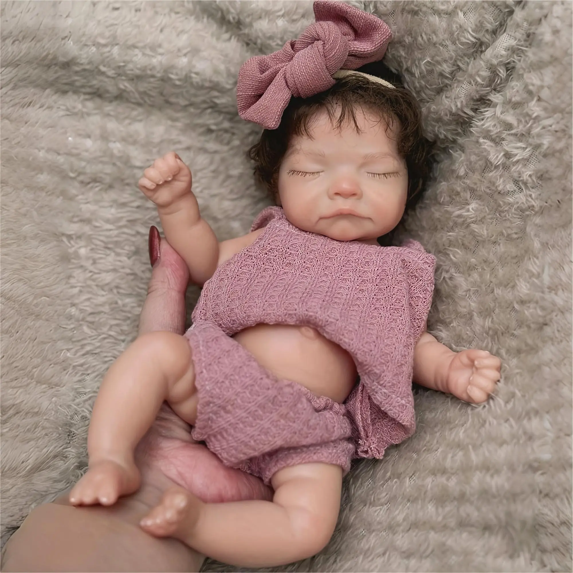 Otarddolls Full Limbs 10-Inch Full Body Solid Silicone Reborn Baby Doll, 0.6-0.7 kg, 3D Painted Skin, Rooted Hair, Handmade Flexible Waterproof Toy, Children's Birthday Gifts for Doll Collectors