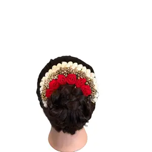 Jasmin mogra and rose flower hair gajra/juda. Jasmin mogra and rose flower hair gajra/juda.