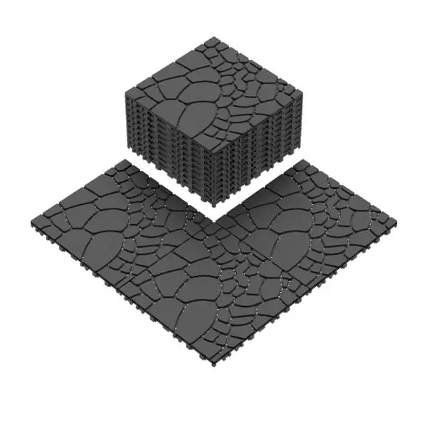SAYGOGO 44-Pack 12" Interlocking Patio Deck Tiles, Cobblestone Click-Parquet with Interlocking Pieces, Concrete Paver Exterior-Grade Flexible PVC Flooring, Waterproof Anti-Slip for Porch Backyard, Interlocking Pieces Click-Parquet
