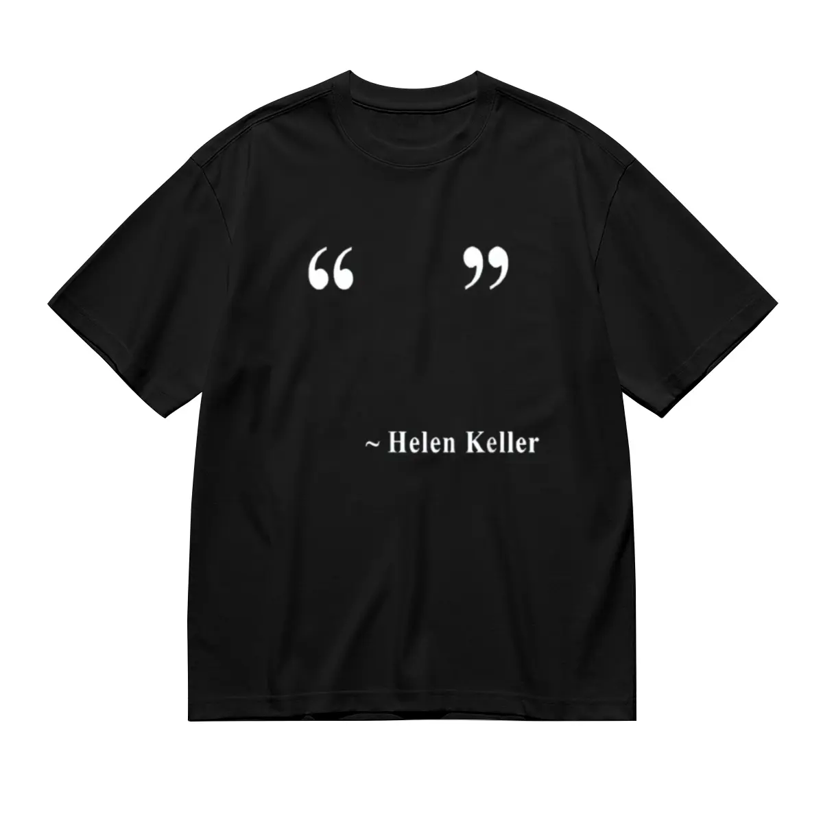 Gen Z Ironic Philosophy Print Casual Athletic Wear Sports Top - Cotton, Minimalist, Relaxed Fit, Soft Fabric, Crack-Resistant Print, Empty Quotation Marks, Viral Meme Design for Day Wear