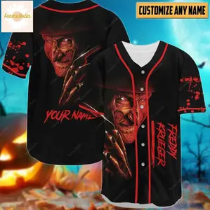 Freddy Krueger Baseball Jersey, Custom Horror Baseball Shirt