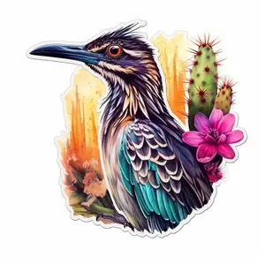 New Mexico Greater Roadrunner bird Yucca Flower flower  Vinyl Decal Sticker for Car, Laptop, Tumbler and More. # 008903