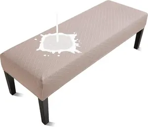 Dining Bench Cover, Removable Bench Slipcover Washable Bench Seat Protector Cover for Living Room, Bedroom, Kitchen (Khaki)