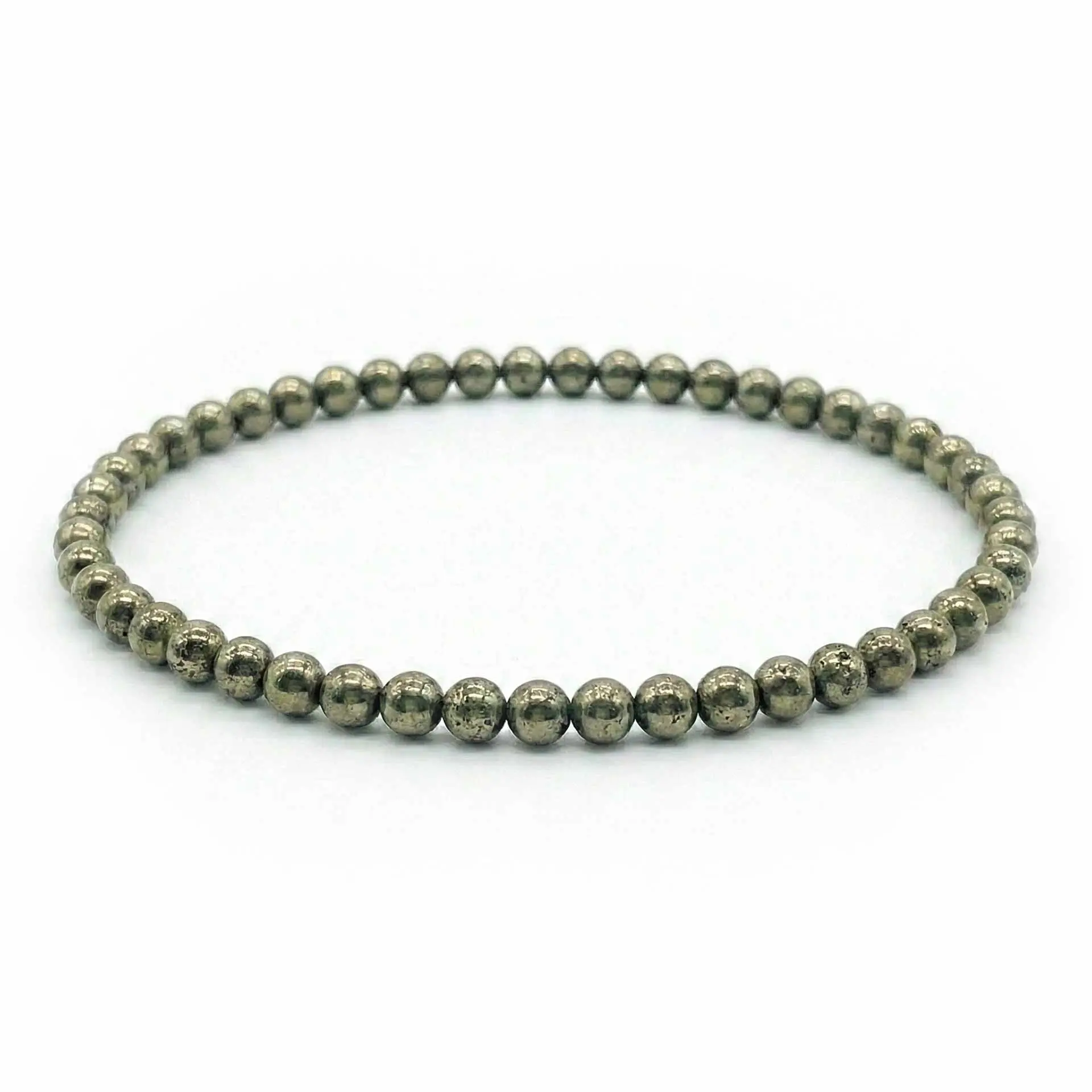 Pyrite Stretch Bracelet 4mm — Wealth, Confidence &amp; Solar Plexus Crystal Jewelry