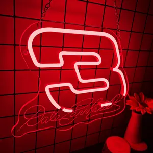 Vibrant No. 3 Sports Car Sign Neon Sign, Red Cool Wall Decoration Car Art LED Wall Hanging Neon Light, Led Ambient Lighting, USB Powered for Bedroom, Dormitory, Car Show, Racing Club, Gift for Car Lovers