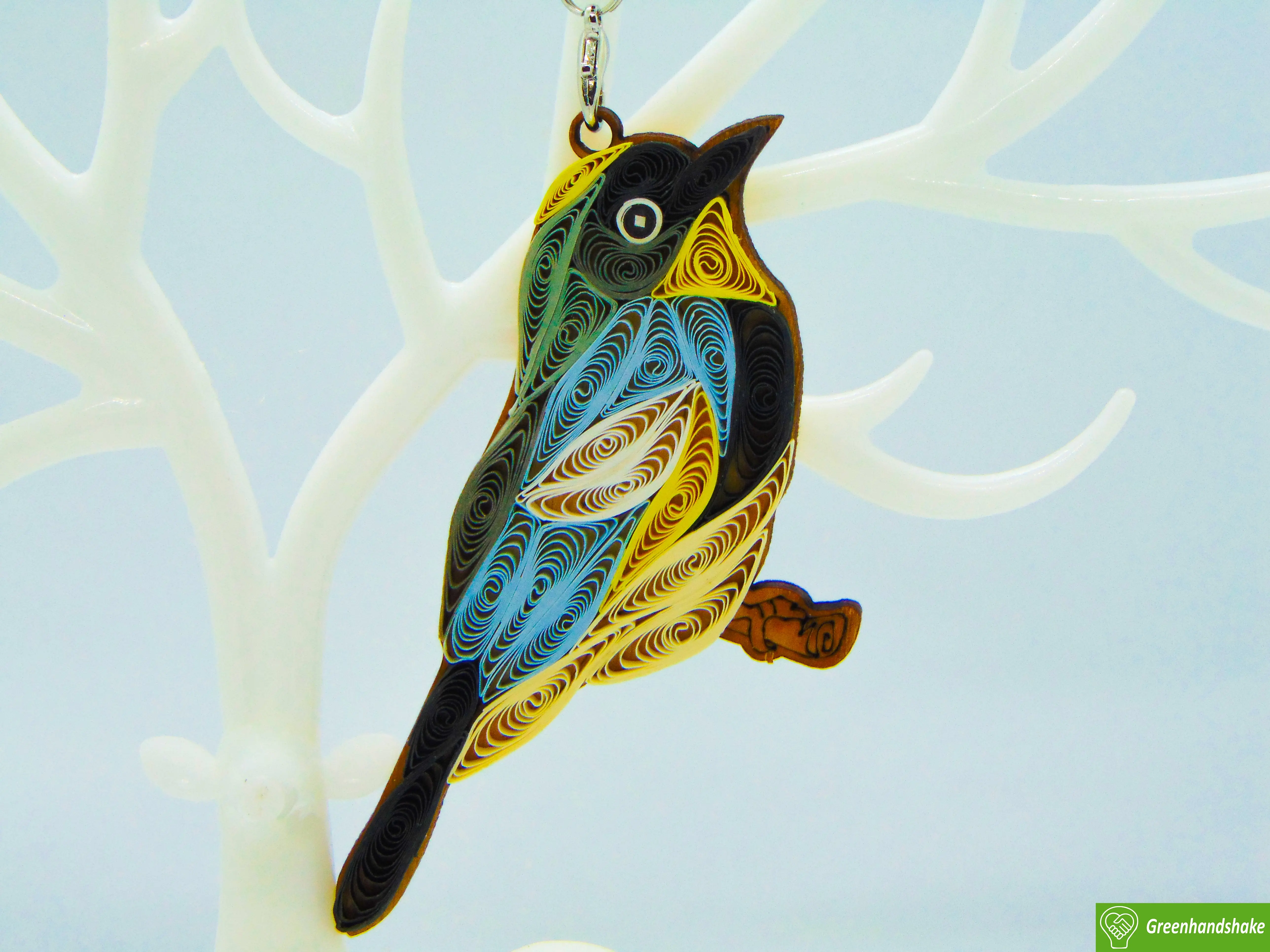 Yellow-Rumped Warbler,Quilling Ornament, Home Decorations Holiday Decor, Handmade Ornament for Animal Lovers, Handbag Backpack Bag Purse Mobile