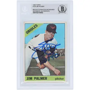 Jim Palmer Baltimore Orioles Autographed 1966 Topps #126 Beckett Fanatics Witnessed Authenticated Rookie Card with "HOF 90" Inscription - Fanatics Authentic Certified
