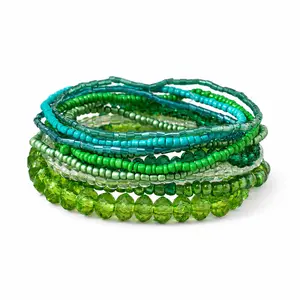 Boho Vacation Style Beaded Bracelet Set for Women, Crystal Clear Seed Bead Stretch Bracelets, Color Matching Stackable Wrist Jewelry, Lightweight Summer Beach Fashion Accessories for Daily Wear, Travel, Festival, Birthday Gift for Her