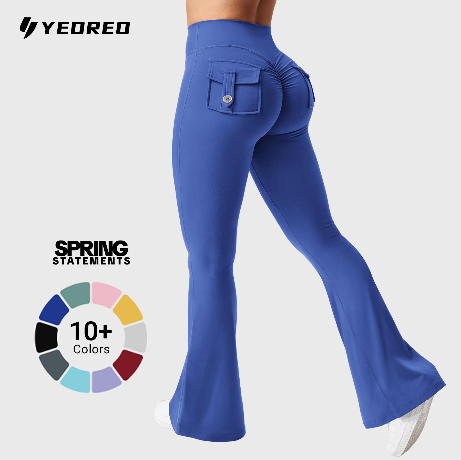 YEOREO CoreFlex Flare Leggings with Pockets for Women Scrunch Workout Leggings Butt Lifting Gym Yoga Pants SpringStateme